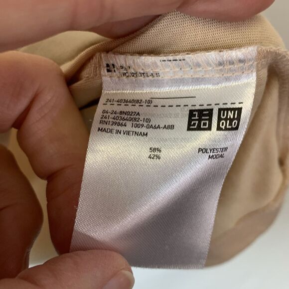 Uniqlo Pink-Beige Crewneck Short Sleeve Drape Relaxed T-Shirt Size S - Picture 7 of 11